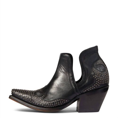 Women's Dixon Studded Wingtip Western Bootie In True Black