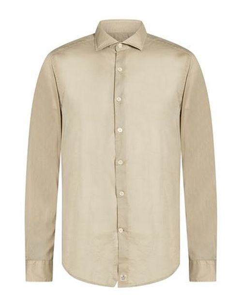 Man Shirt Khaki Size 15 Cotton, Elastane