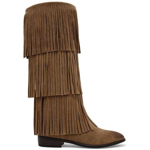 STEVE MADDEN Women's 'Spur Boot Brown' Suede Boots in Taupe