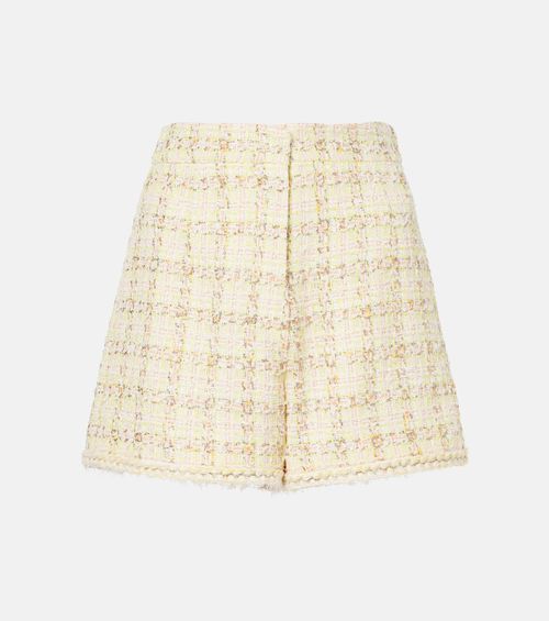 Checked cotton-blend shorts