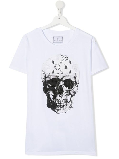 Skull-print detail T-shirt - White