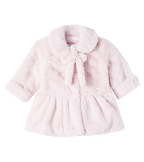 Baby bow-detail faux fur coat