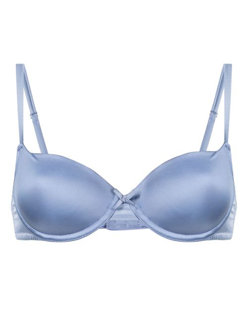 Luxe satin balconette bra - Blue