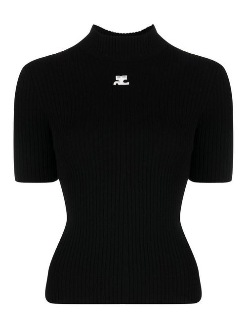 Ac logo ribbed knit crewneck sweater