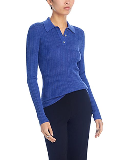 Slim Fit Ribbed Knit Polo