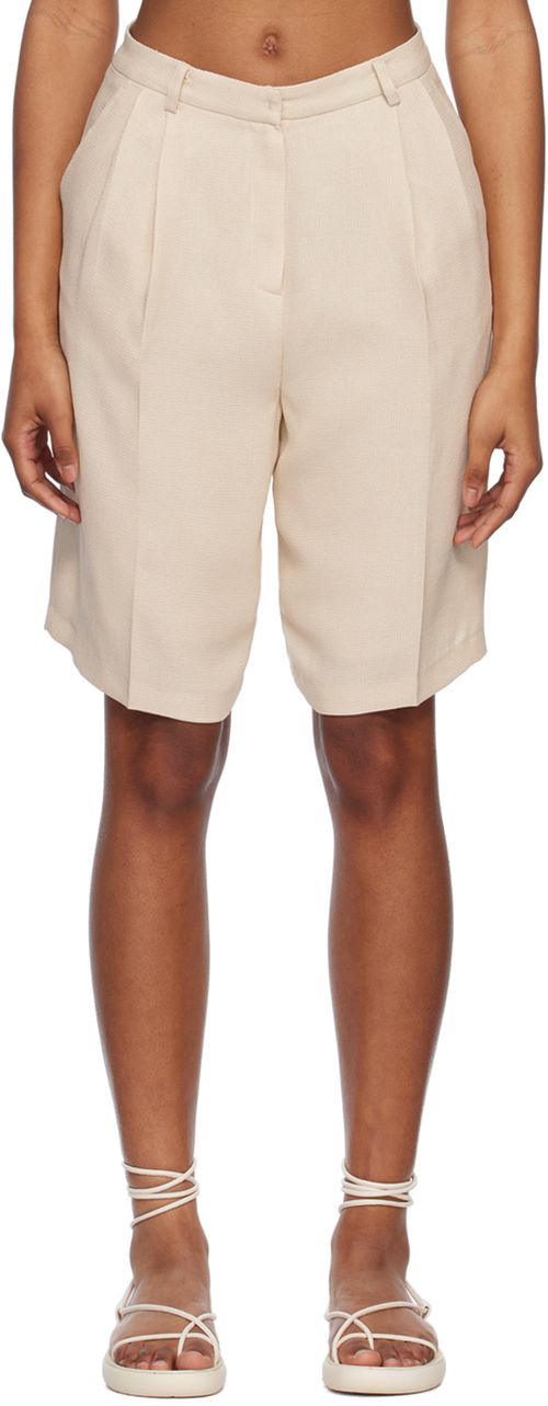 Beige low rise shorts