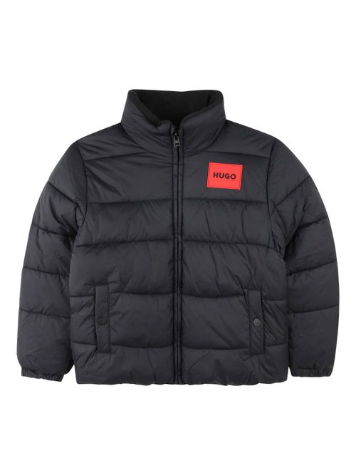 Logo-patch puffer jacket - Black
