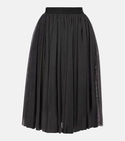Gathered tulle midi skirt