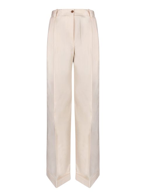 Double Pleats Ivory Trousers