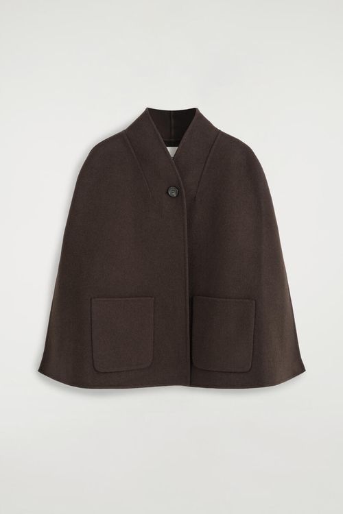 Shawl-Collar Double-Faced Wool Cape