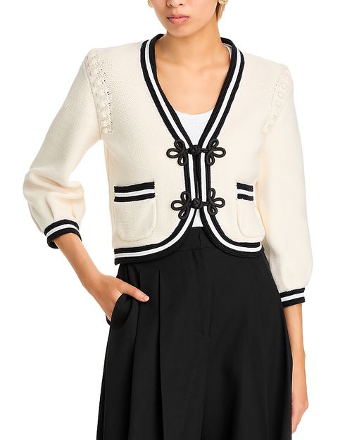 Kaito Contrast Trim Crop Cardigan