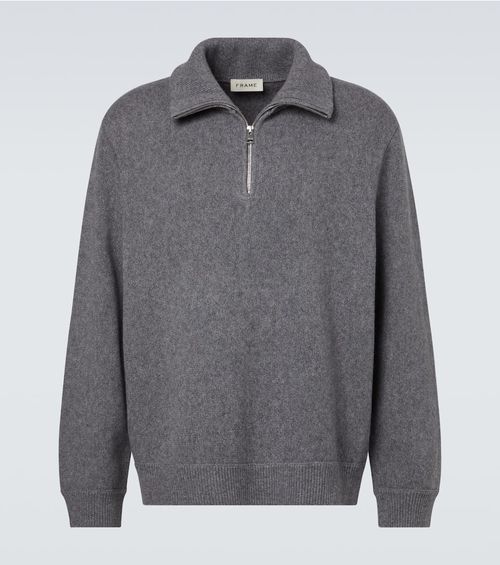 Wool and cotton half-zip sweater