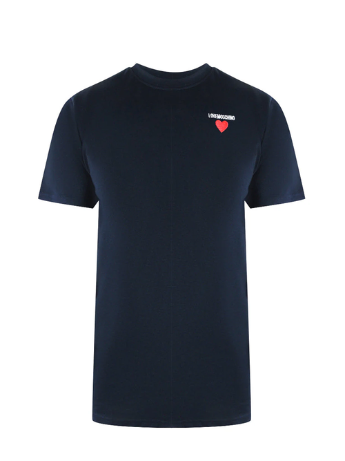 Love Moschino Small Heart Logo Navy Blue T-Shirt - Navy