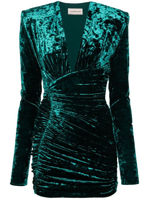 Crushed velvet mini dress - Green