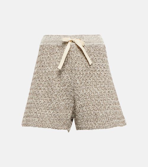 Open-knit cotton-blend shorts