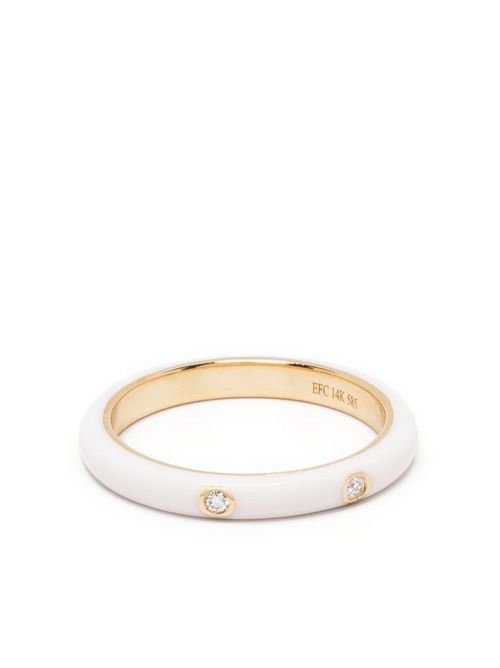 14kt yellow gold diamond and enamel ring