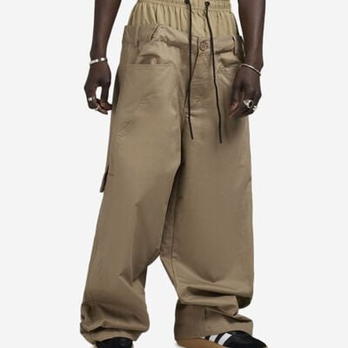 Men's Inner Boxer Layer Wide Leg Twill Pants in Beige