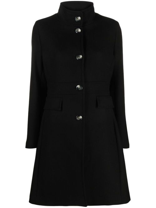 Single-breasted wool coat - Black