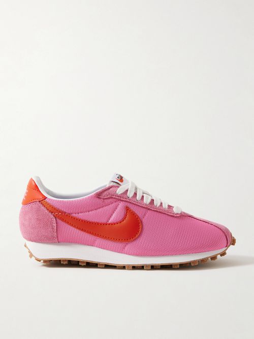 Ld-1000 Leather And Brushed Suede-trimmed Mesh Sneakers - Pink