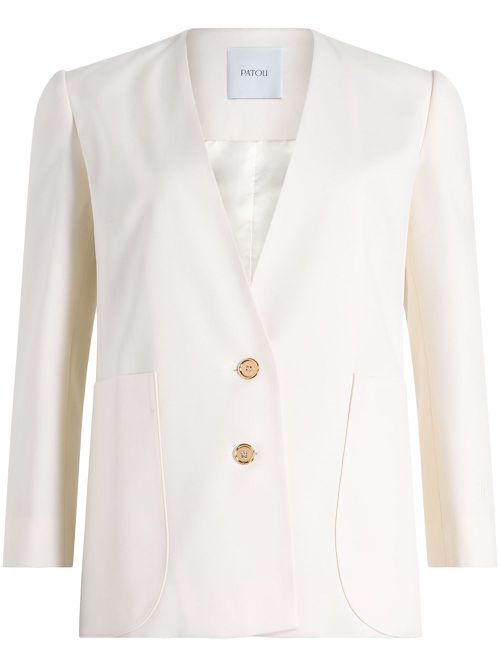 Collarless jacket - White