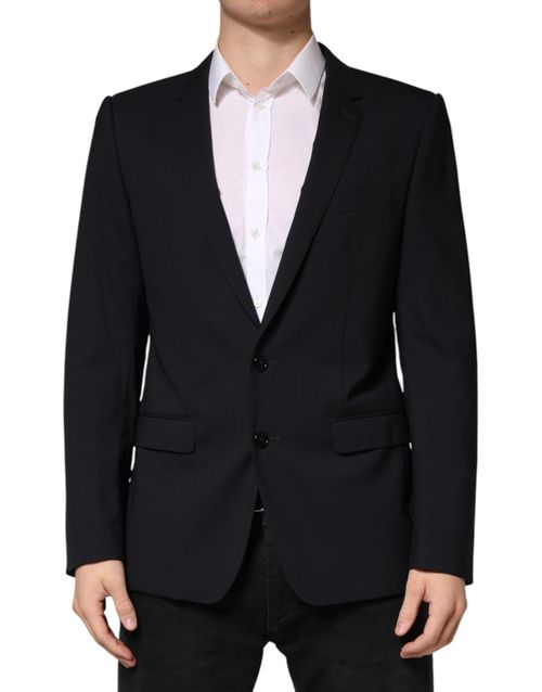 Virgin Wool Single-Breasted Blazer — Black