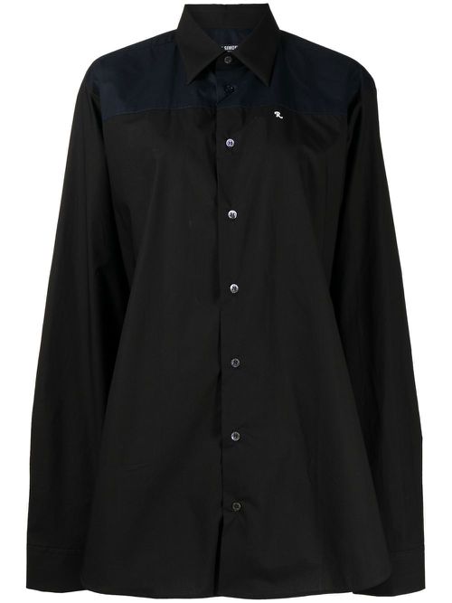 Embroidered lettering cotton shirt - Black