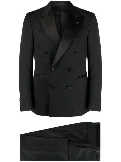 Double-breasted virgin wool suit - Black