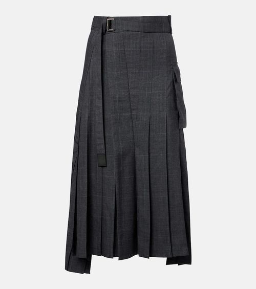 Prince of Wales check wool midi skirt