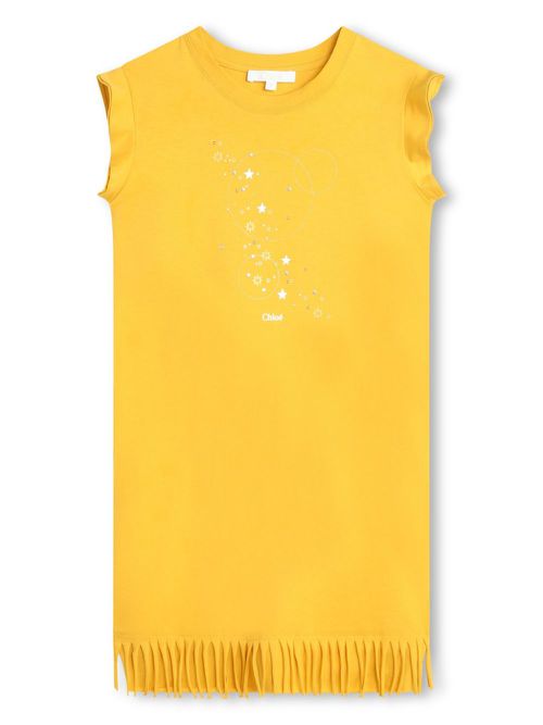 Graphic-print organic cotton dress - Yellow
