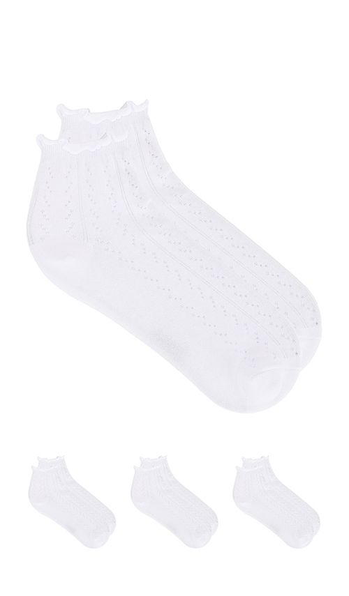 Stems 3-pack Pointelle Mid Crew Socks in White