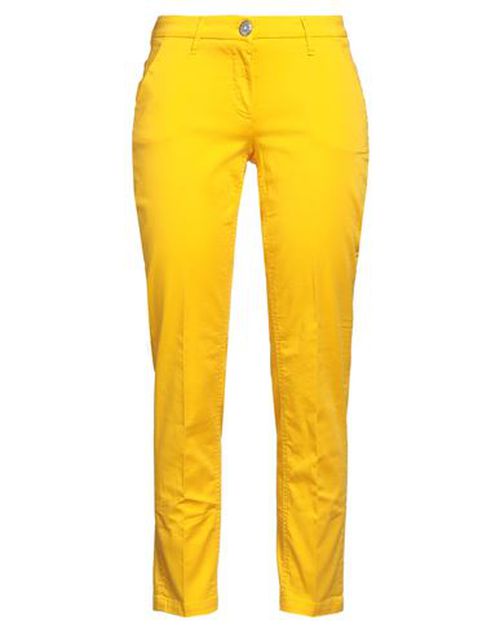 Woman Pants Yellow Size 28 Cotton, Elastane