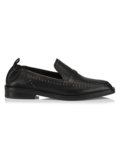 Women's Alexa Soft Studded Leather Penny Loafers - Black