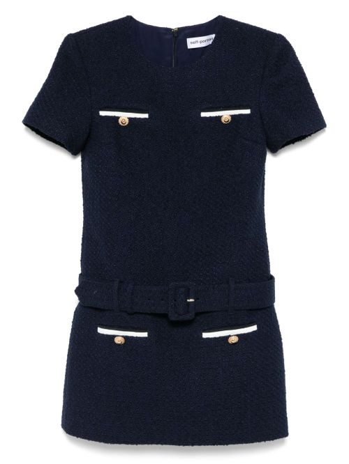 Short tweed dress with belt