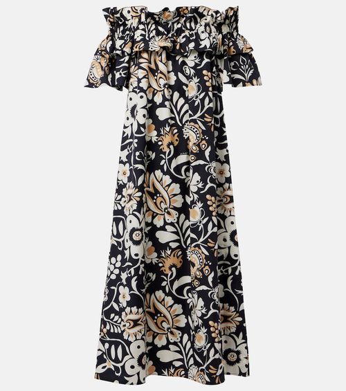 Breakfast ruffled cotton poplin midi dress