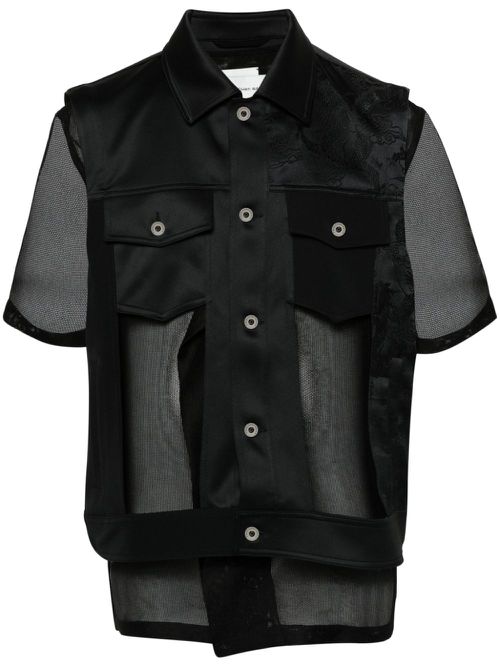 Layered cut-out vest - Black