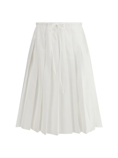 Pleated Jersey Skirt — White