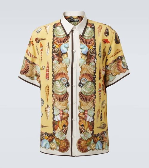 Printed silk crêpe shirt