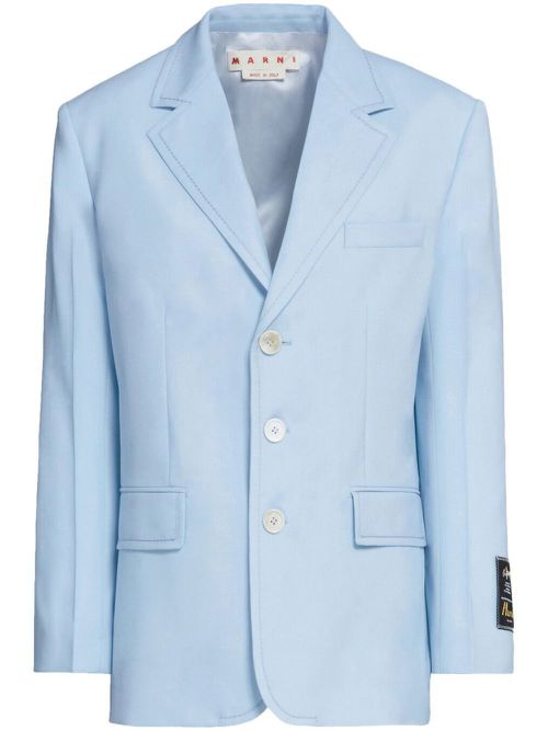 Single-breasted wool blazer - Blue