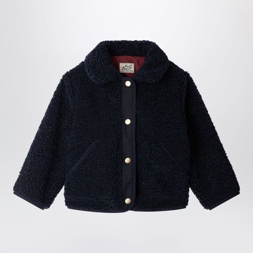Navy blue Moline reversible jacket in sherpa-effect fleece