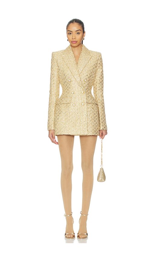 Nadine Merabi Monica Blazer Dress in Metallic Gold. 12/XL. Also /XS, 4/S, 6/SM, 8/M