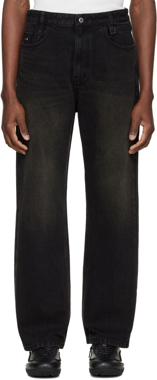 Black Tin Wash Straight Jeans
