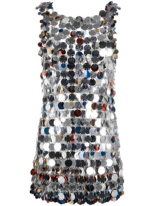 Sequin-embellished V-neck minidress - Silver