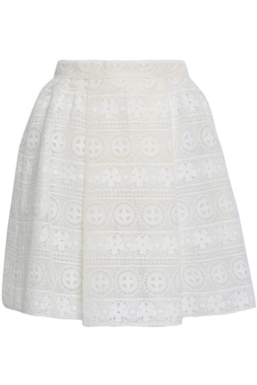 Pleated lace mini skirt - White - IT 40