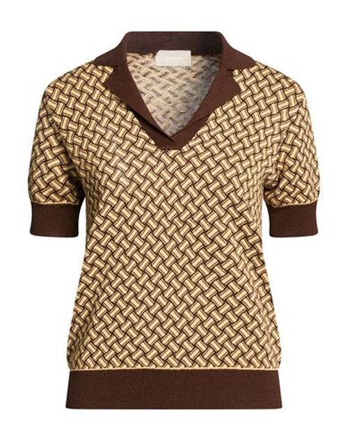 Woman Sweater Chocolate brown Size L Cotton, Linen