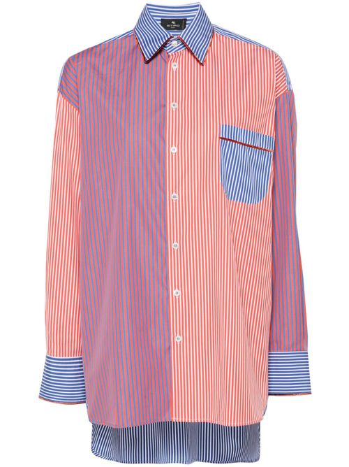 Stripe-pattern cotton shirt - Orange