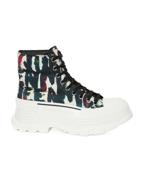 Graffiti-print high-top sneakers
