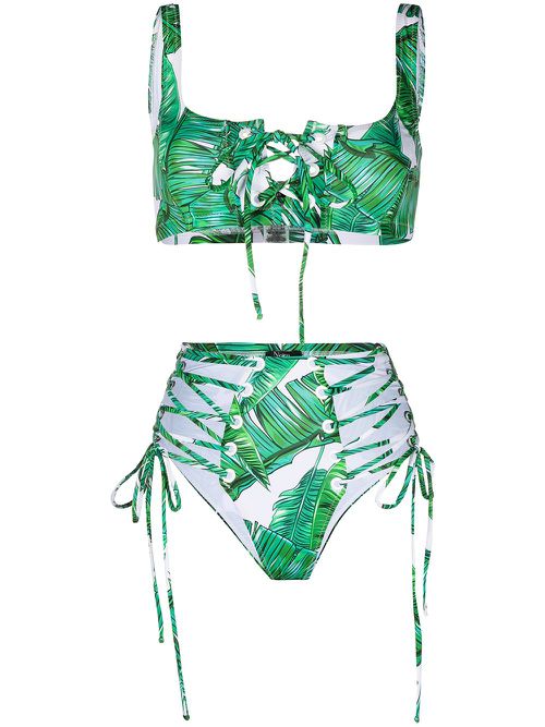 Jungle high-waist bikini bottoms - Green