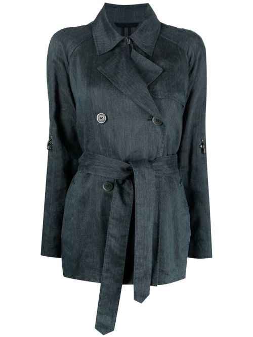 Lobster-claw double-breasted coat - Blue