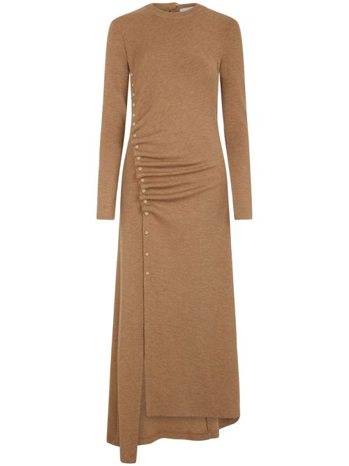 Asymmetric long-sleeve dress - Brown