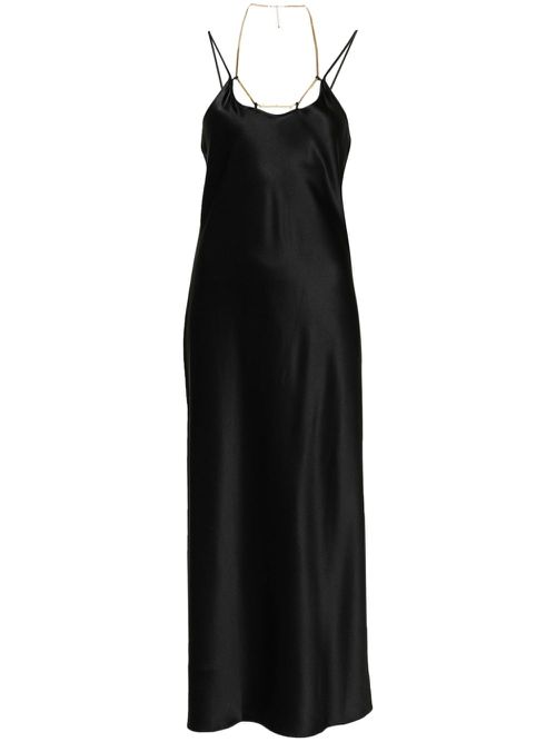 Chain-strap silk midi dress - Black